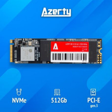 Azerty SSD накаопитель Azerty BR 512GB (PCI-E 3.0, M.2 2280 NVMe, NAND 3D TLC) M.2 512 ГБ чтение 2100 МБ/с/запись 1100 МБ/с PCI Express 3.0 SSD