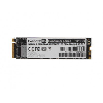 SSD накопитель ExeGate M.2 NVMe 120Gb (Next KC2000TP120) M.2 120 ГБ чтение 1100 МБ/с / запись 550 МБ/с PCI Express 3.0 SSD SSD накопитель ExeGate M.2 NVMe 120Gb (Next KC2000TP120) M.2 120 ГБ чтение 1100 МБ/с / запись 550 МБ/с PCI Express 3.0 SSD