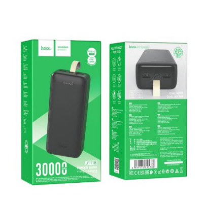 Hoco Power Bank J111B Smart 30000mAh черный Micro USB, TYPE-C 30000 мА*ч USB Type-A x 3, USB Type-C х 2, micro USB, USB х 2 10W портативное зарядное