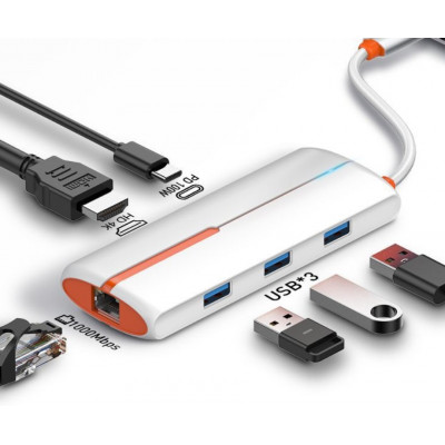 USB-хаб LDNIO DS-26H PD100W Type-C (Type-C To PD*1+HDMI*1+USB3.0*3+RJ45*1)